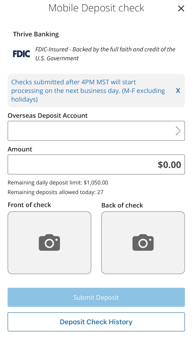Mobile Deposit Check UI
